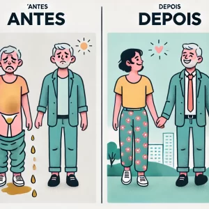 Antes e depois do esfincter urinario artificial